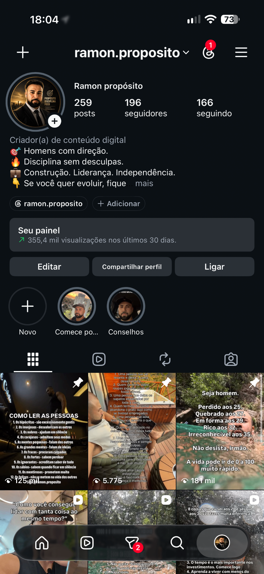 Perfil de Ramon Propósito no Instagram